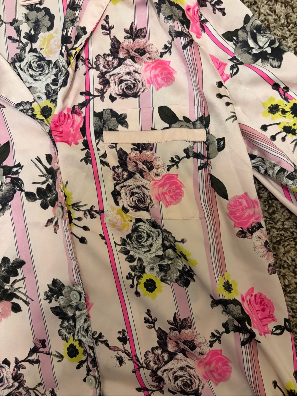 Victoria's Secret Pink Floral Stripe Pajama Set - Picture 2 of 5